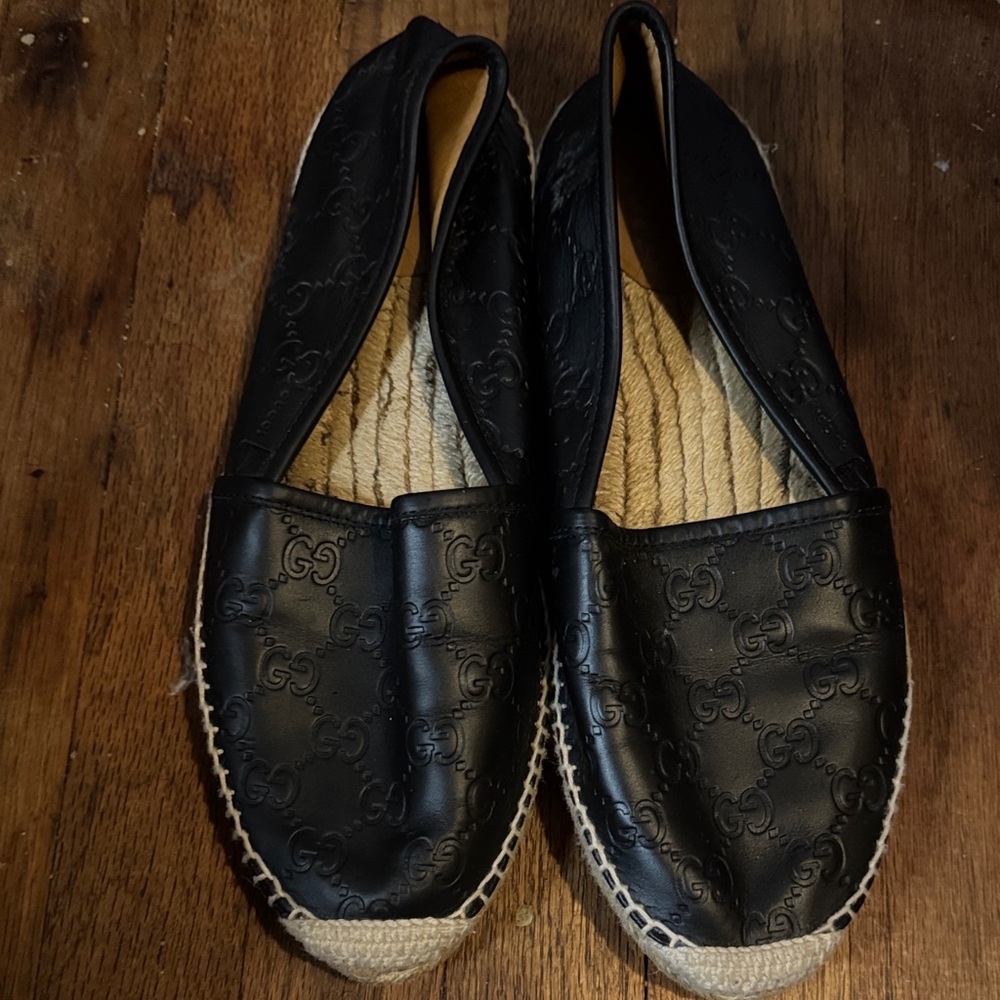 Gucci Embossed Black Espadrilles